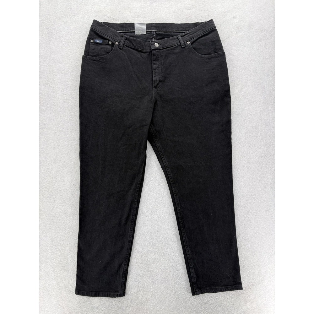 Vintage Lee Blu Jeans Easy Fit Straight Jeans Womens 18W Petite Black Stretch - Picture 2 of 11
